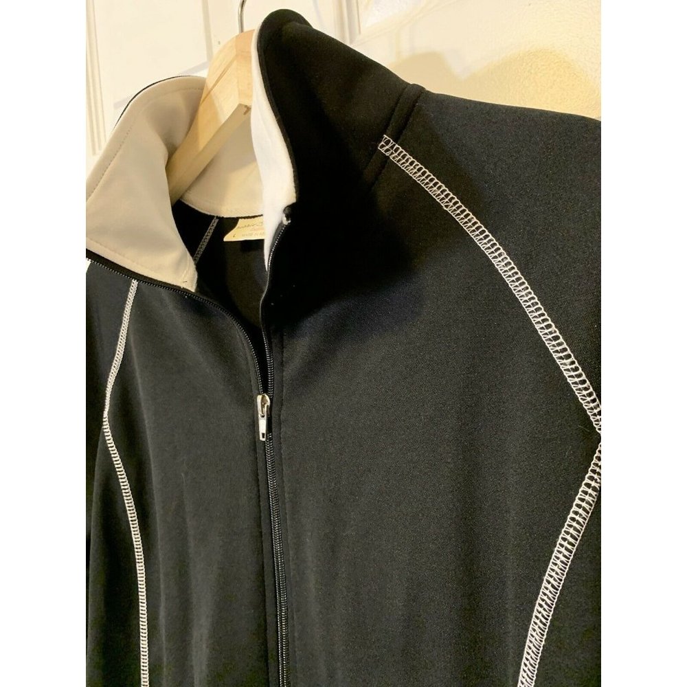 Bobbie Brooks Women's Sz L‎ Long Sleeve Full Zip Up Athletic Wear Black White
